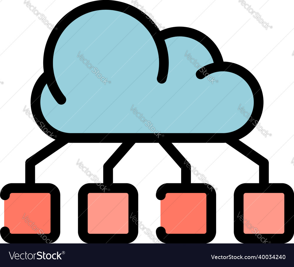Data cloud remote control icon color outline Vector Image