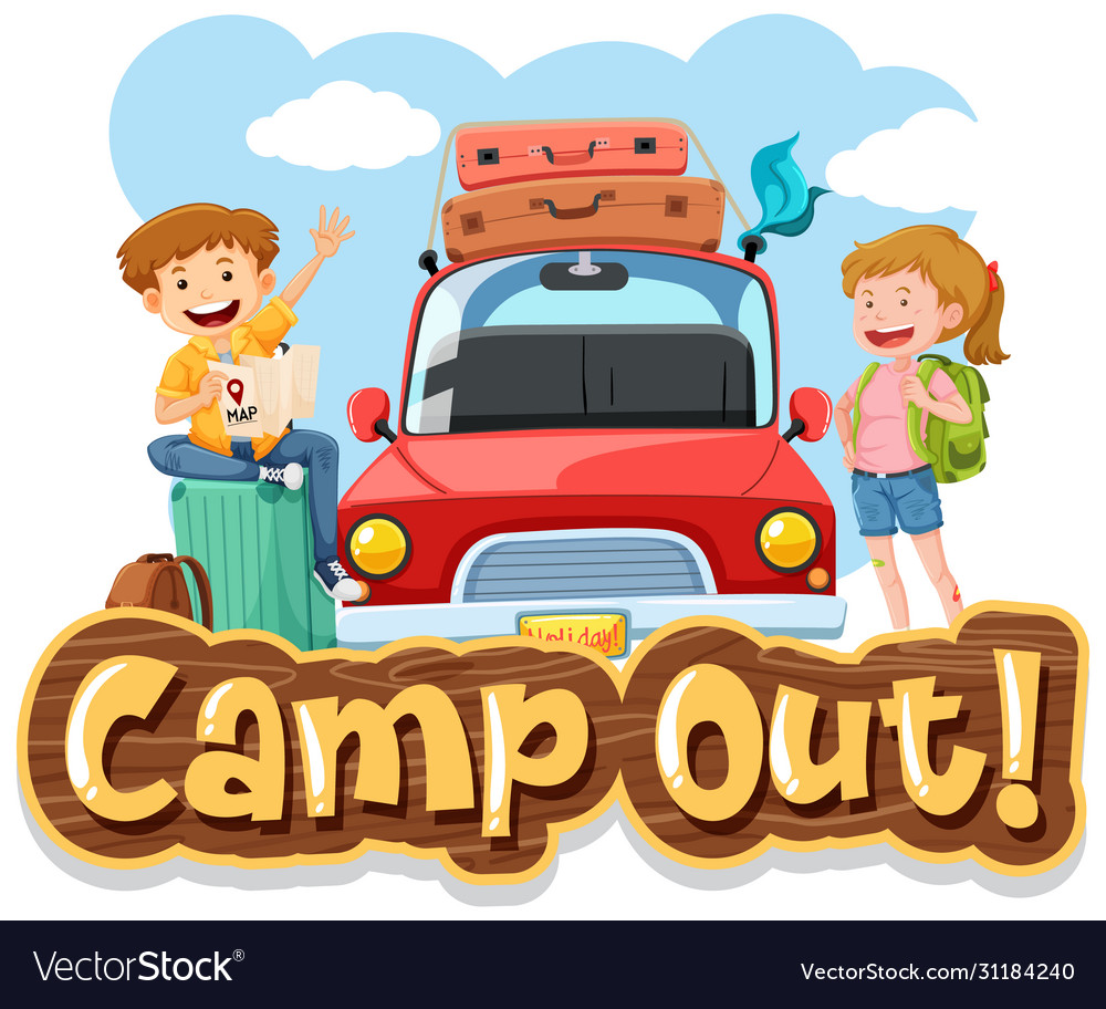 Font design for camp out with tent in park