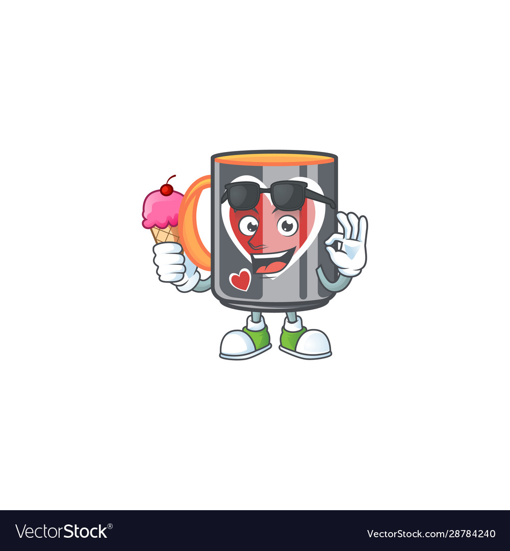 Mug love mascot cartoon design with ice cream