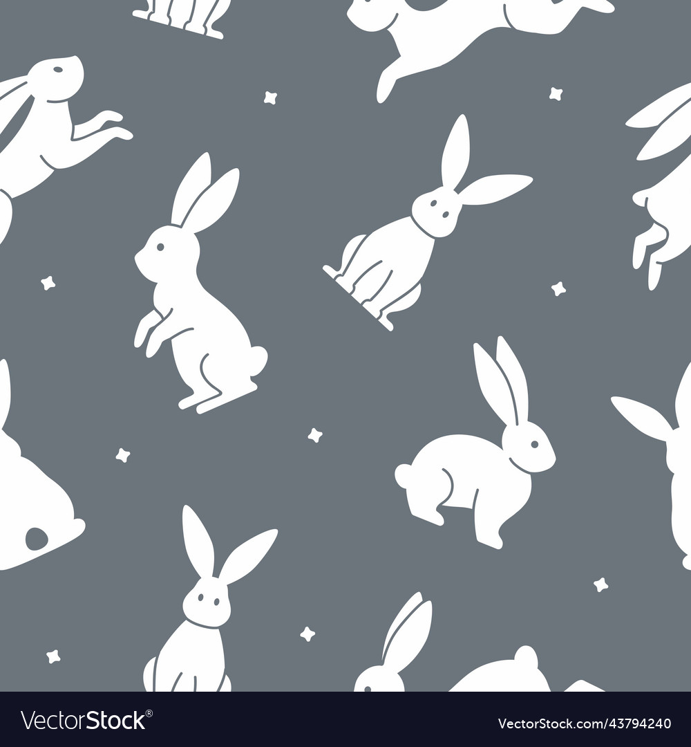 Seamless pattern with different rabbits Royalty Free Vector