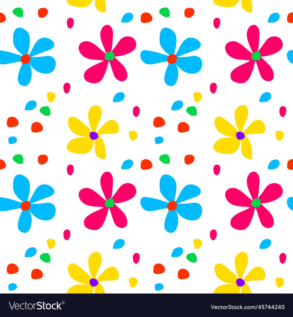 Summer daisy flowers seamless pattern simple flat Vector Image