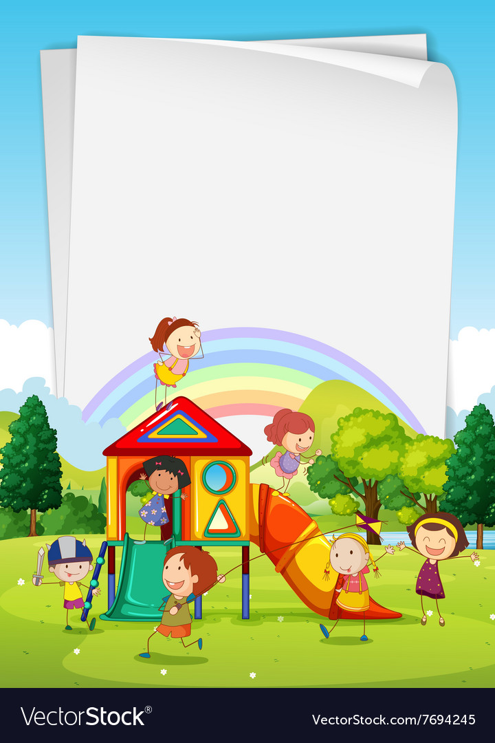 Border design with children in the playground Vector Image