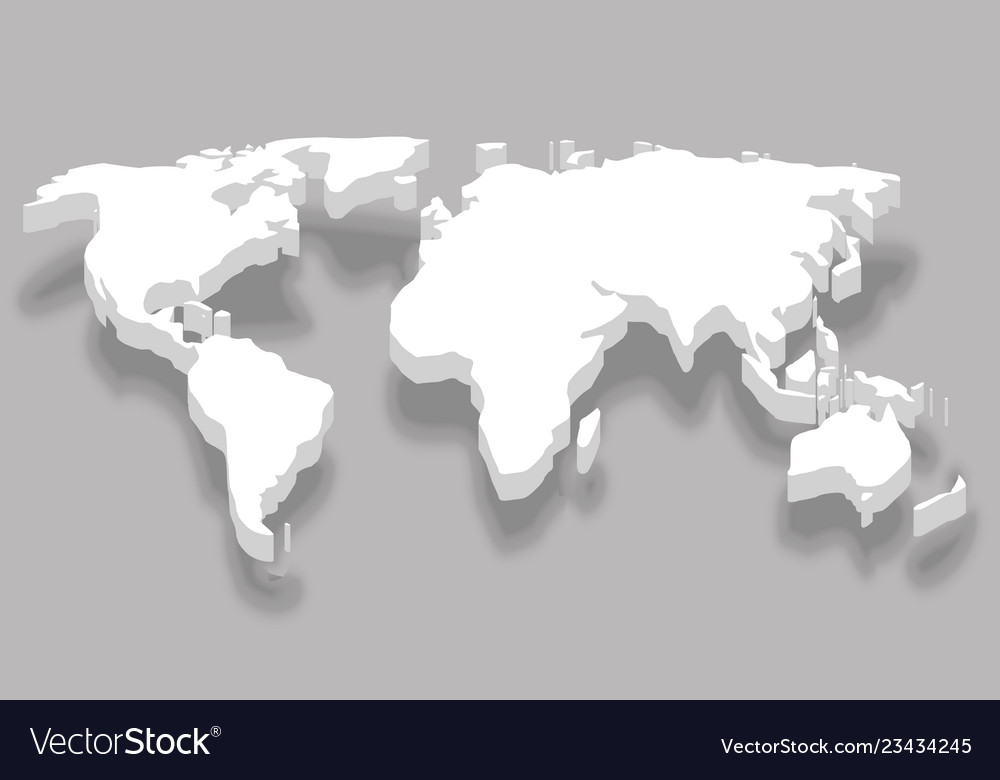 Continent 3d white world map business infographic