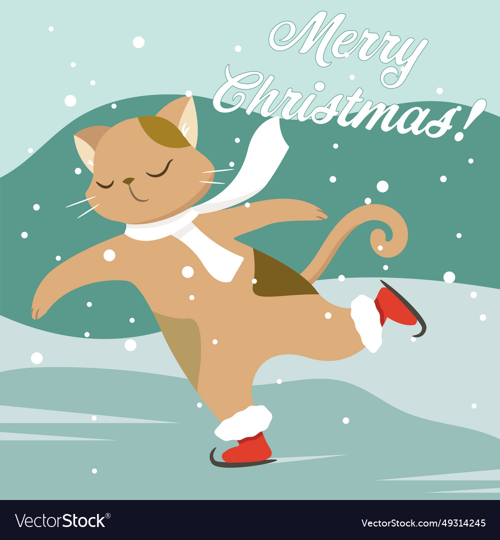 Ice skating cat Royalty Free Vector Image - VectorStock