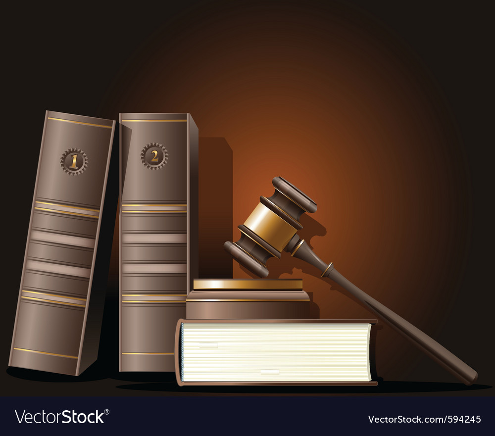 Judge gavel and book of law Royalty Free Vector Image