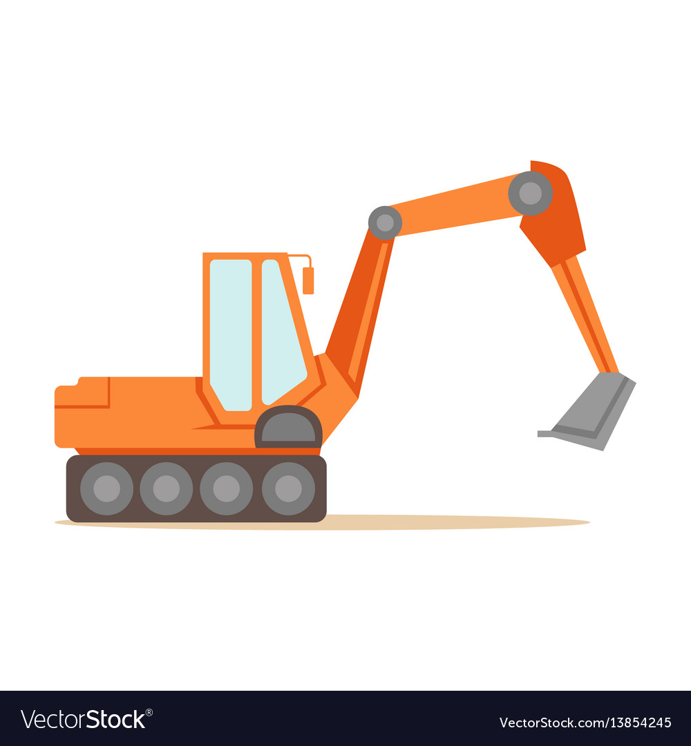 Large orange excavator machine part of roadworks Vector Image
