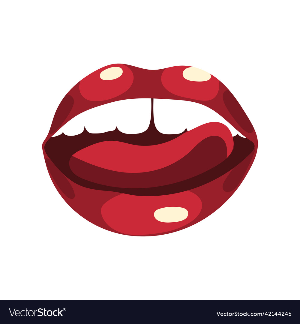 Red juicy sexy female lips open mouth