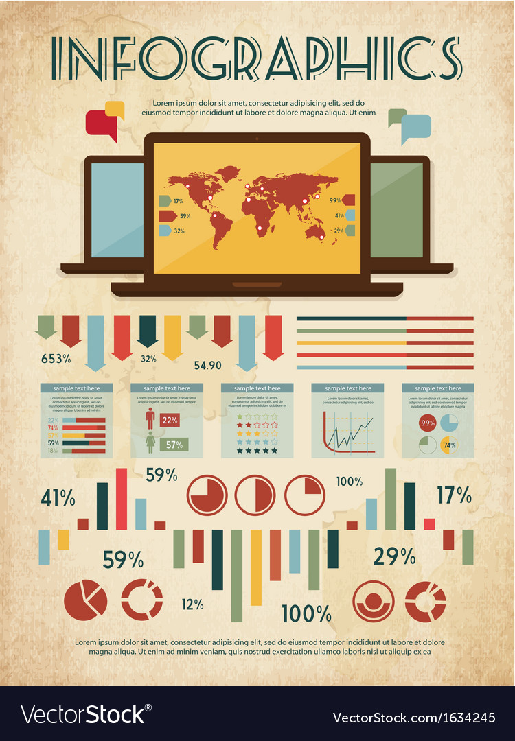 Retro set of infographic elements Royalty Free Vector Image