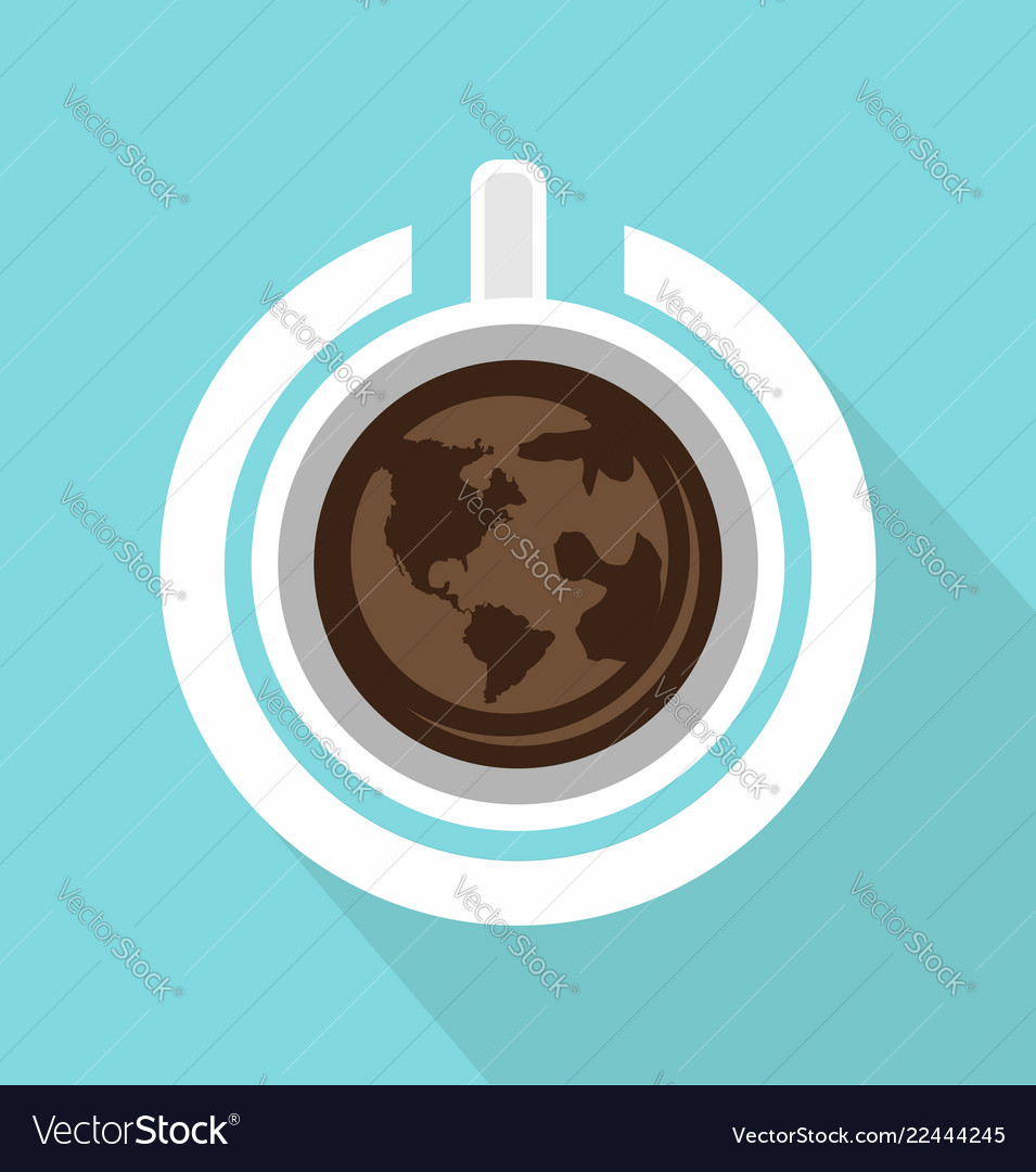 Top view of coffee cup with power on long