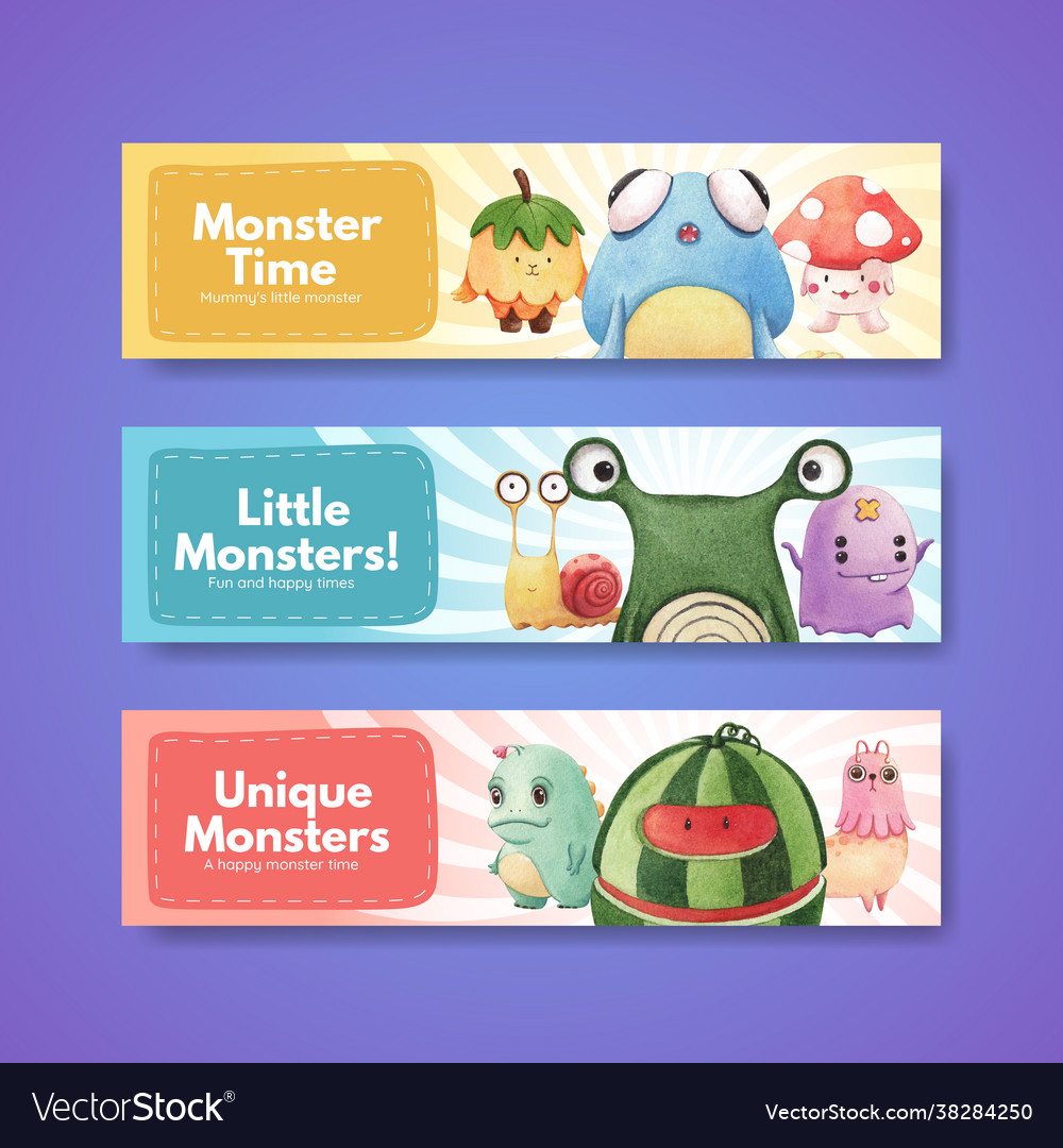 Banner template with monster concept design Vector Image