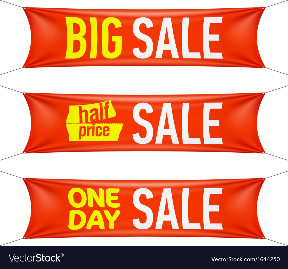 Big Half Price And One Day Sale Banners Royalty Free Vector