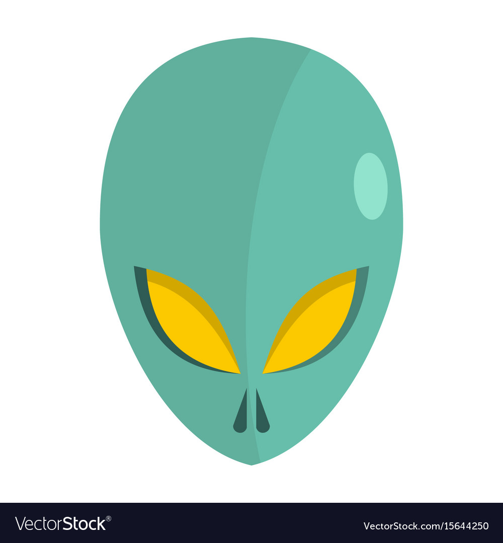 Cartoon flat alien head isolated on white