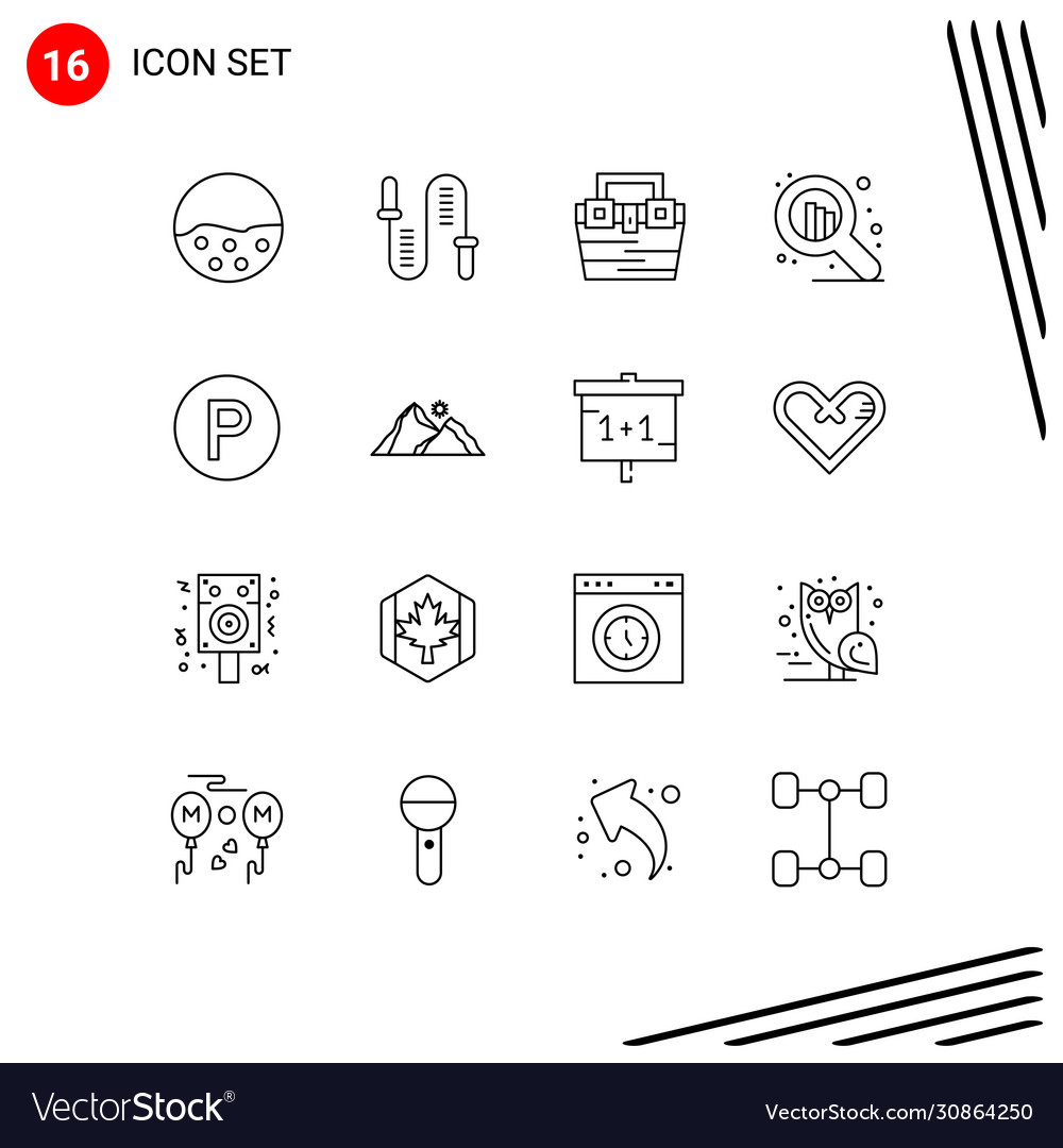 Mobile interface outline set 16 pictograms