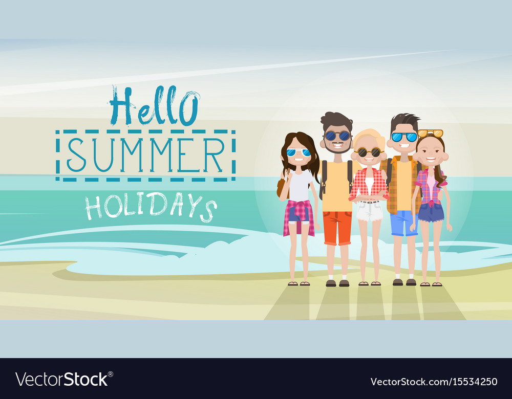 People group on summer beach vacation concept Vector Image