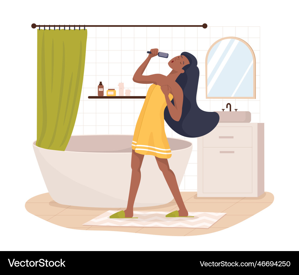 Woman singing in bathroom Royalty Free Vector Image