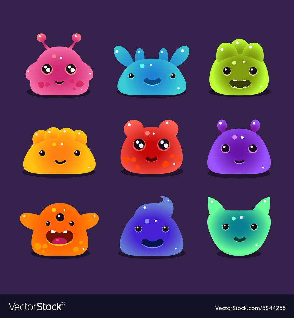 Cute cartoon jelly monsters