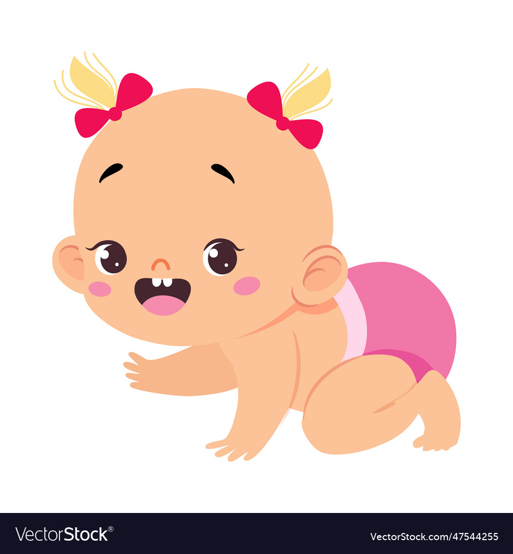 Cute little baby girl or infant in pink diaper Vector Image