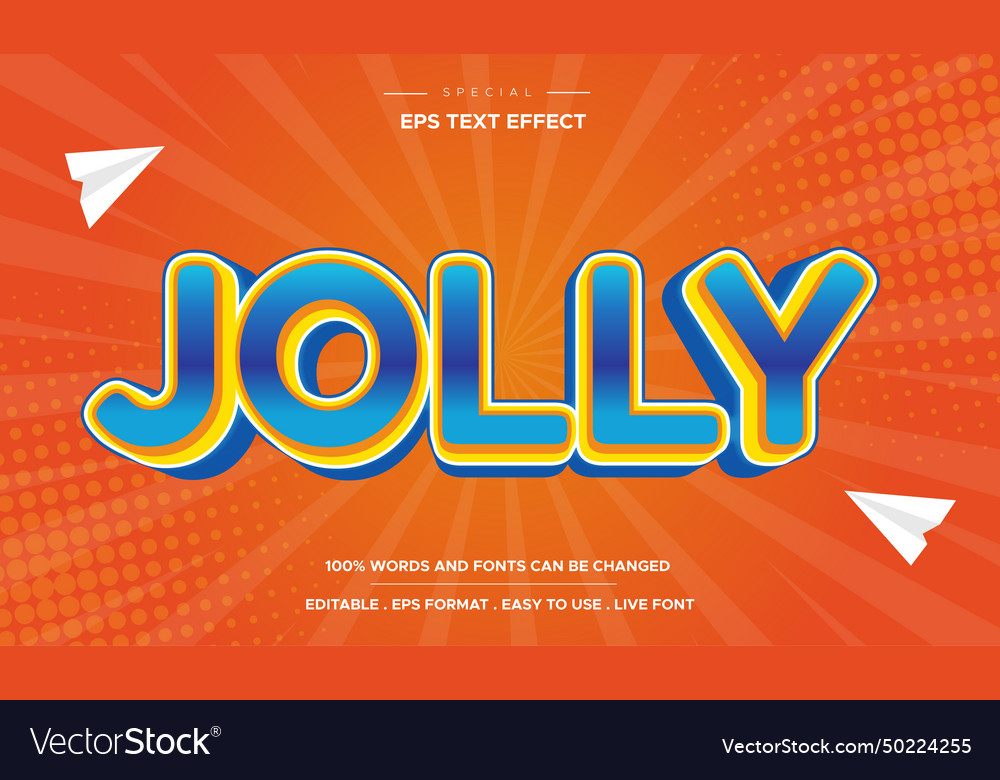 Editable text effect 3d jolly style