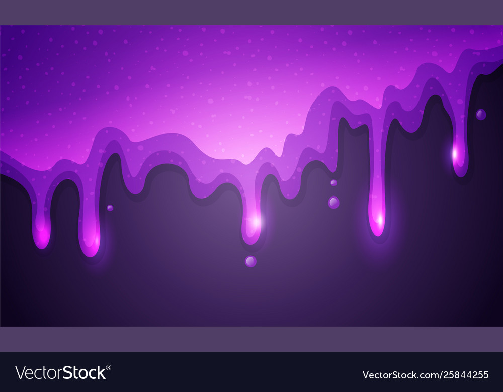 Glitter slime dripping on violet background Vector Image