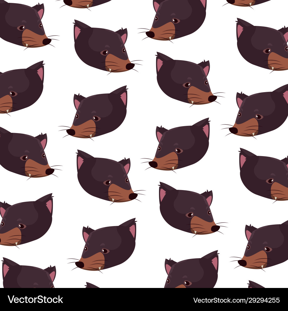 Pattern head tasmanian devil on white Royalty Free Vector