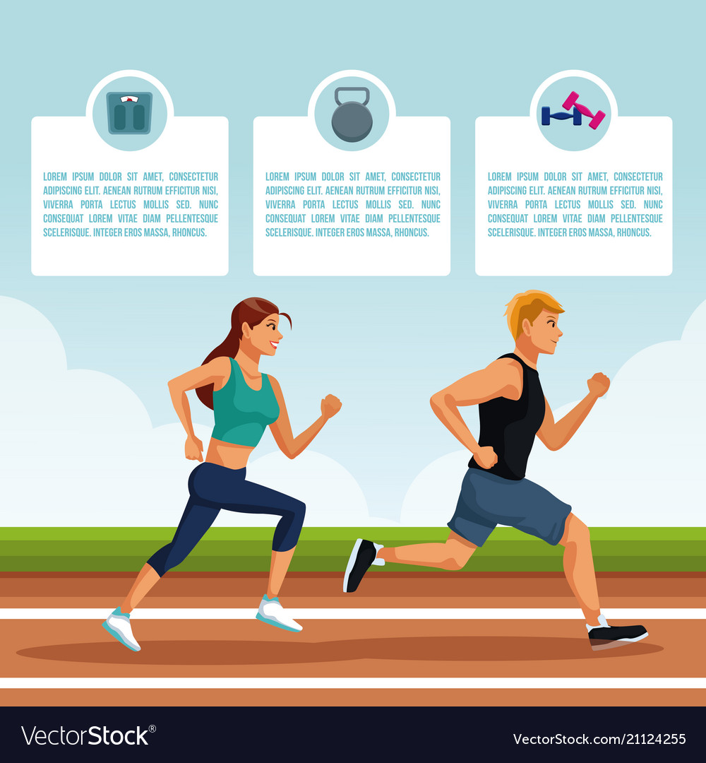 People running infographic Royalty Free Vector Image