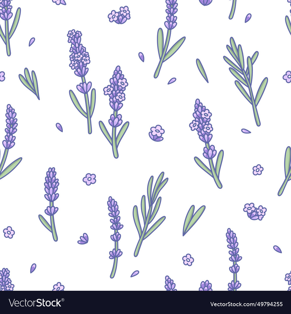 Seamless pattern with lavender flowers