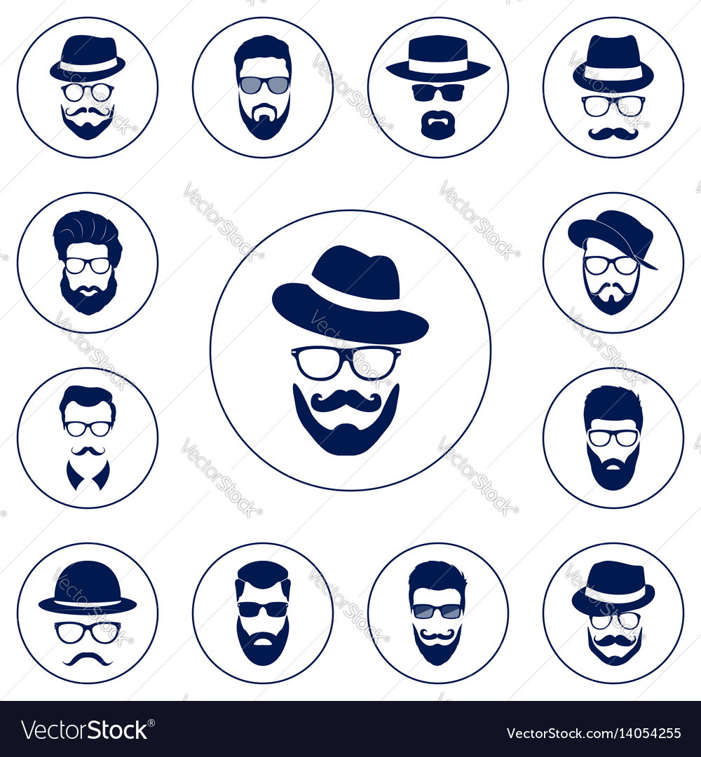 Set of different men hipster