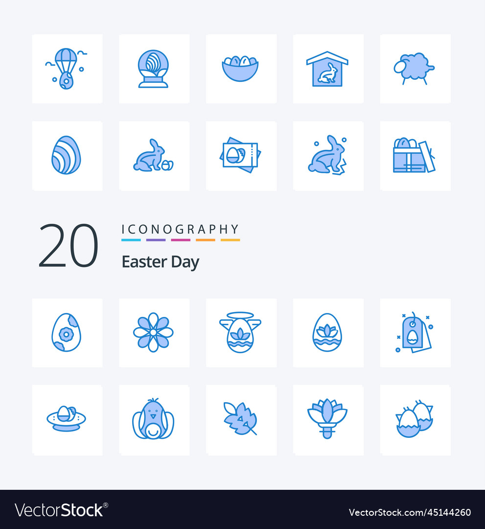 20 easter blue color icon pack like egg holidays