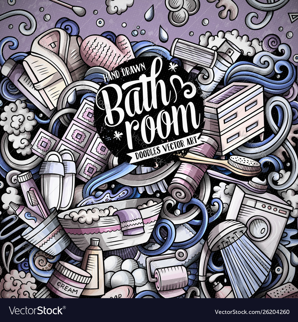 Bathroom hand drawn doodles Royalty Free Vector Image