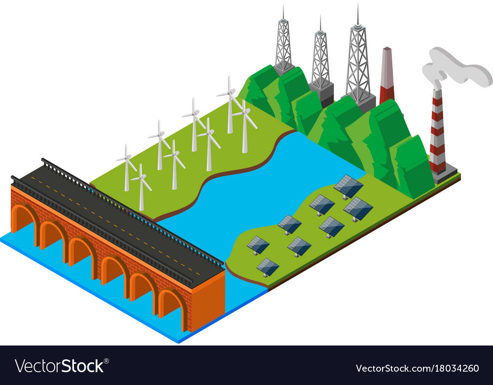 Bridge over the river in 3d design