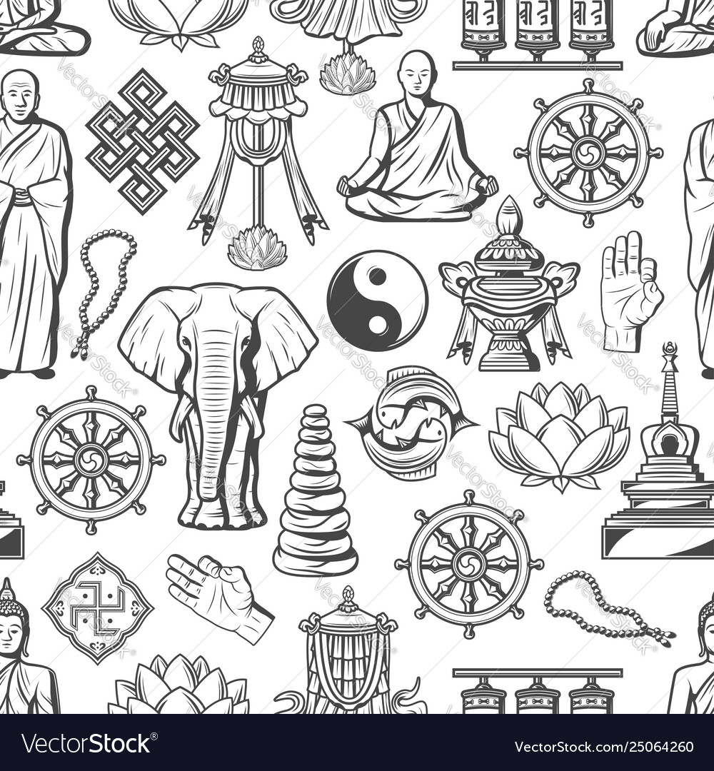 Buddhism religion zen meditation seamless pattern Vector Image