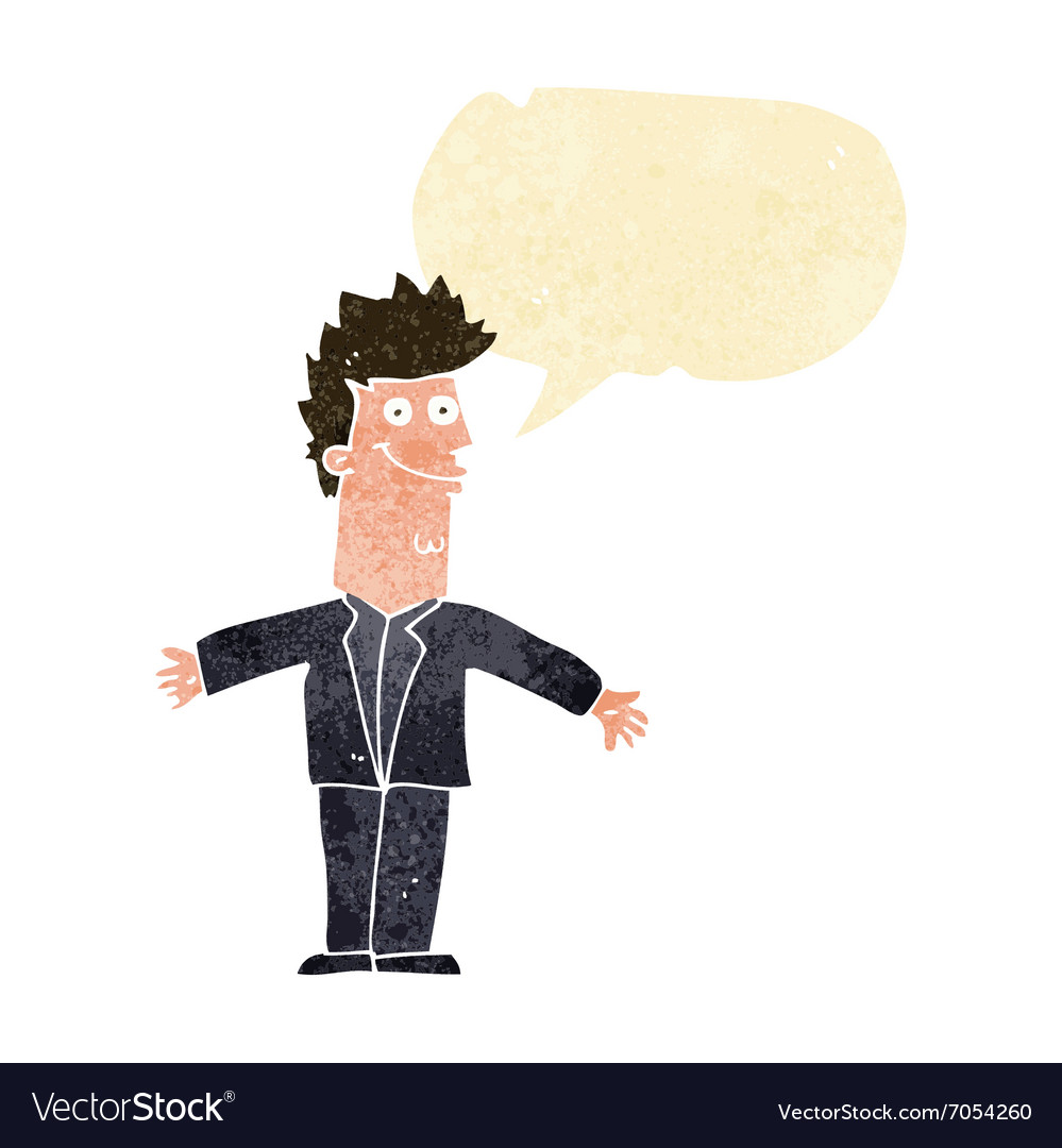 Cartoon happy man with open arms speech Royalty Free Vector