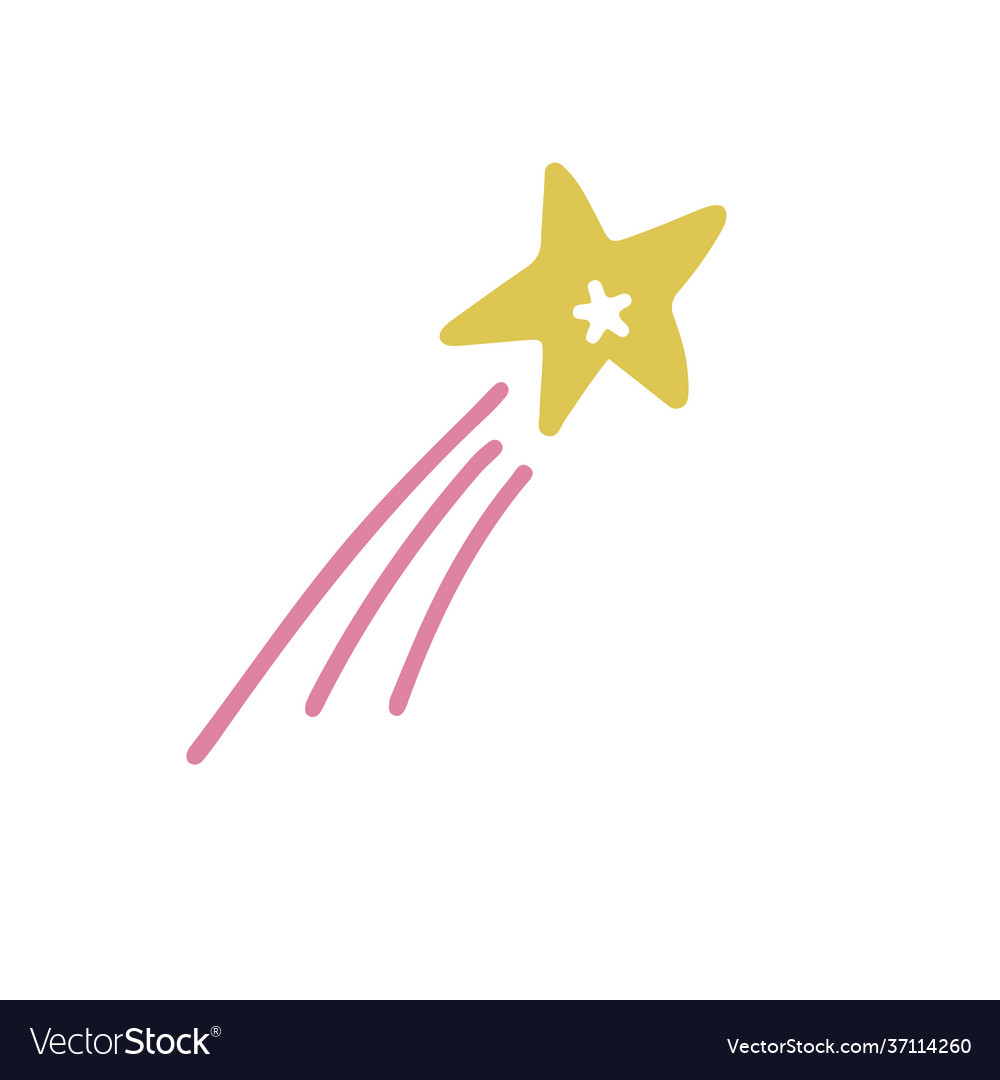 Cute star with tail isolated funny cartoon comet