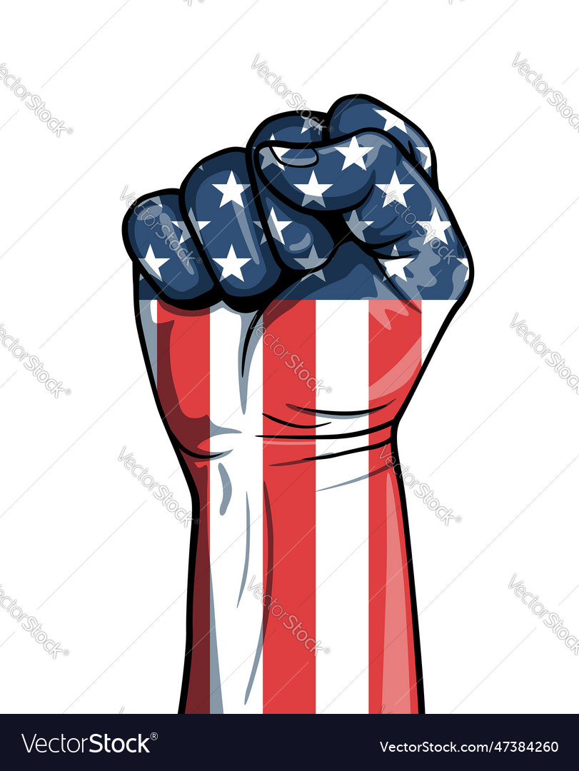 Raised fist with usa flag Royalty Free Vector Image