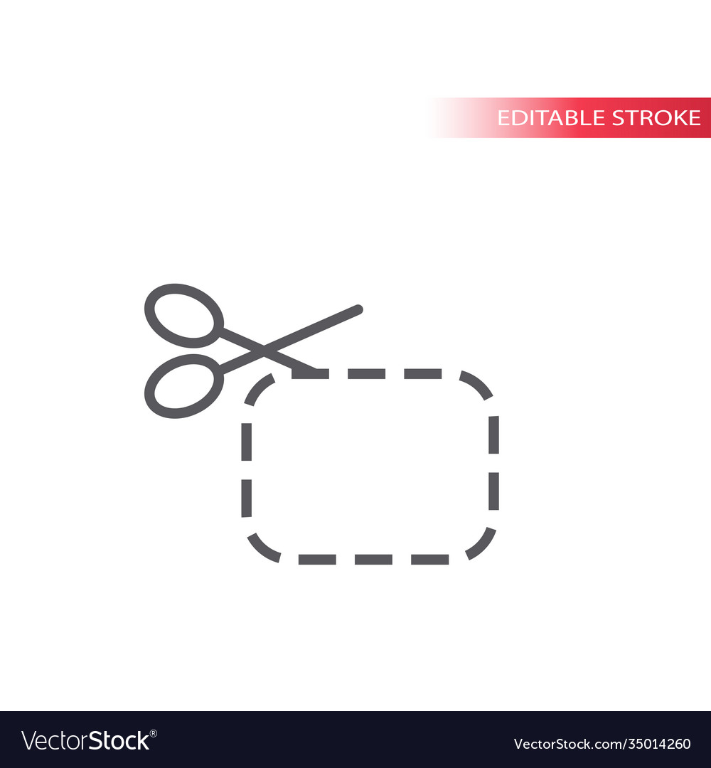 Scissors with cut line line icon Royalty Free Vector Image