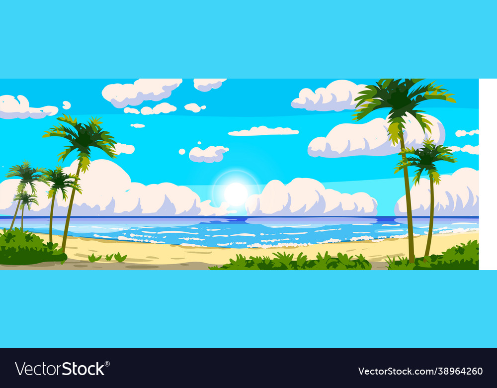 Tropical resort landscape panorama sea shore