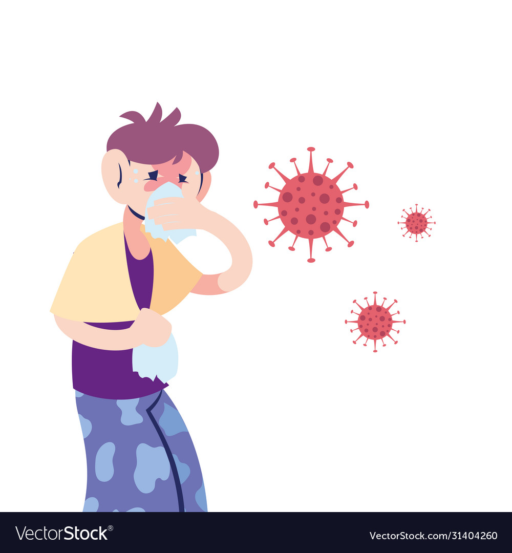 Young man with coronavirus symptoms Royalty Free Vector