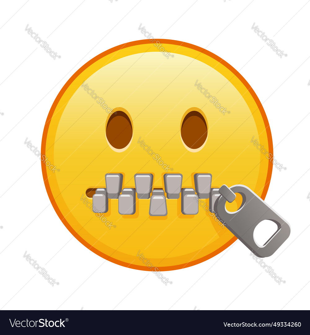 Zipper-mouth face large size of yellow emoji smile