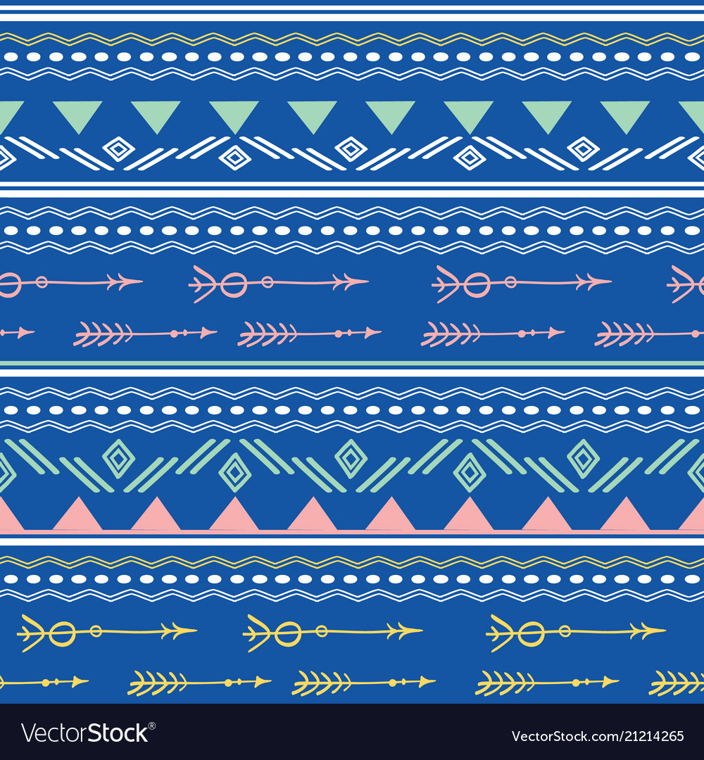 Blue pink tribal arrows seamless pattern vector image Blue pink tribal arrows seamless pattern