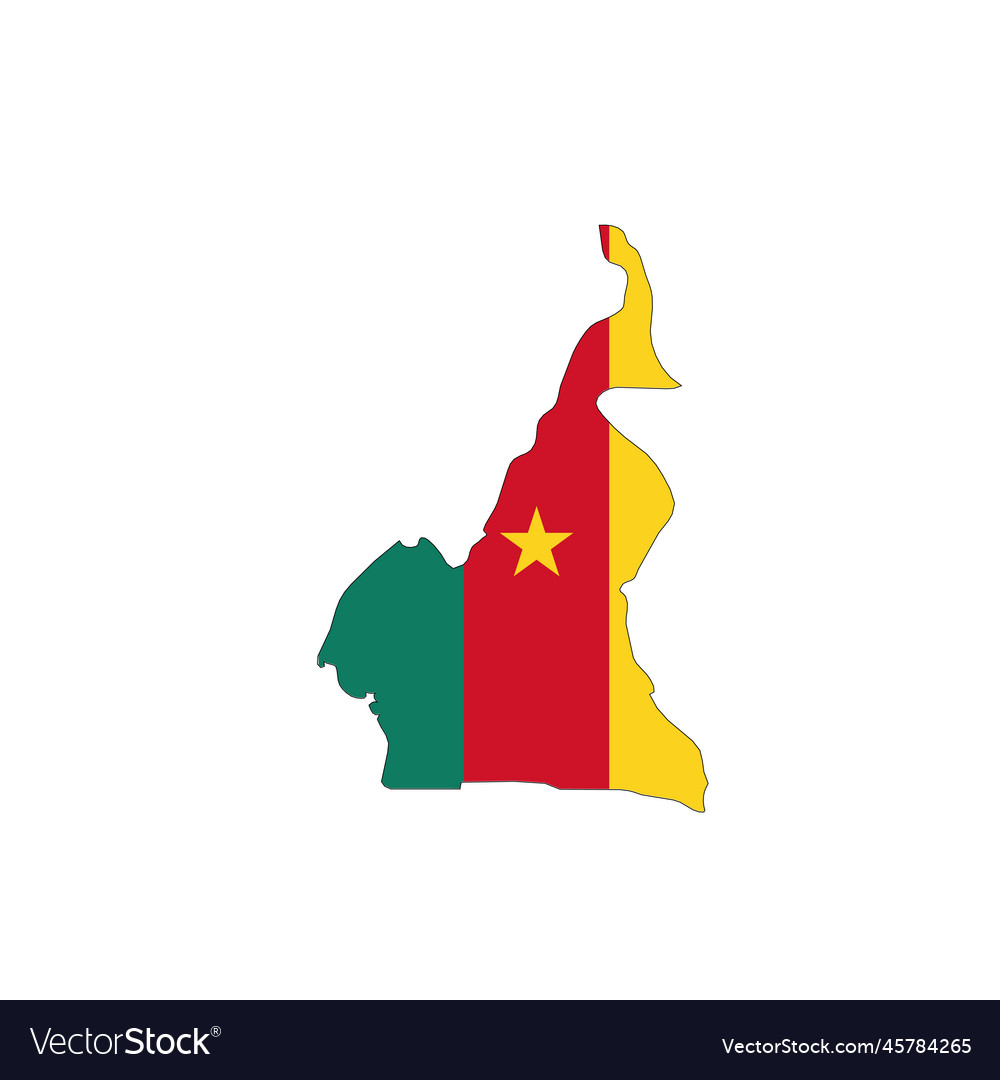 Cameroon national flag in a shape of country map Vector Image