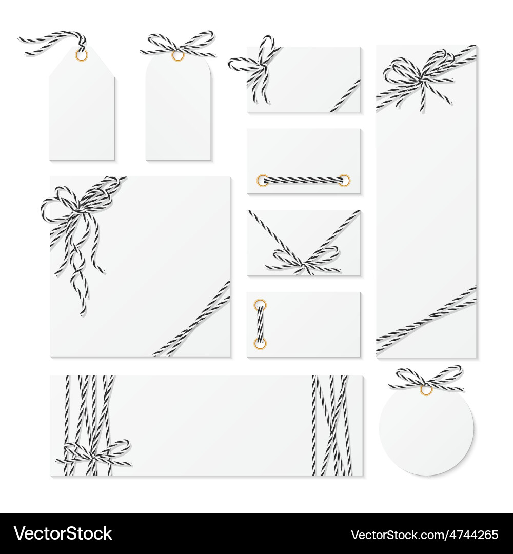Cards tags and labels with gift bows ribbons Vector Image