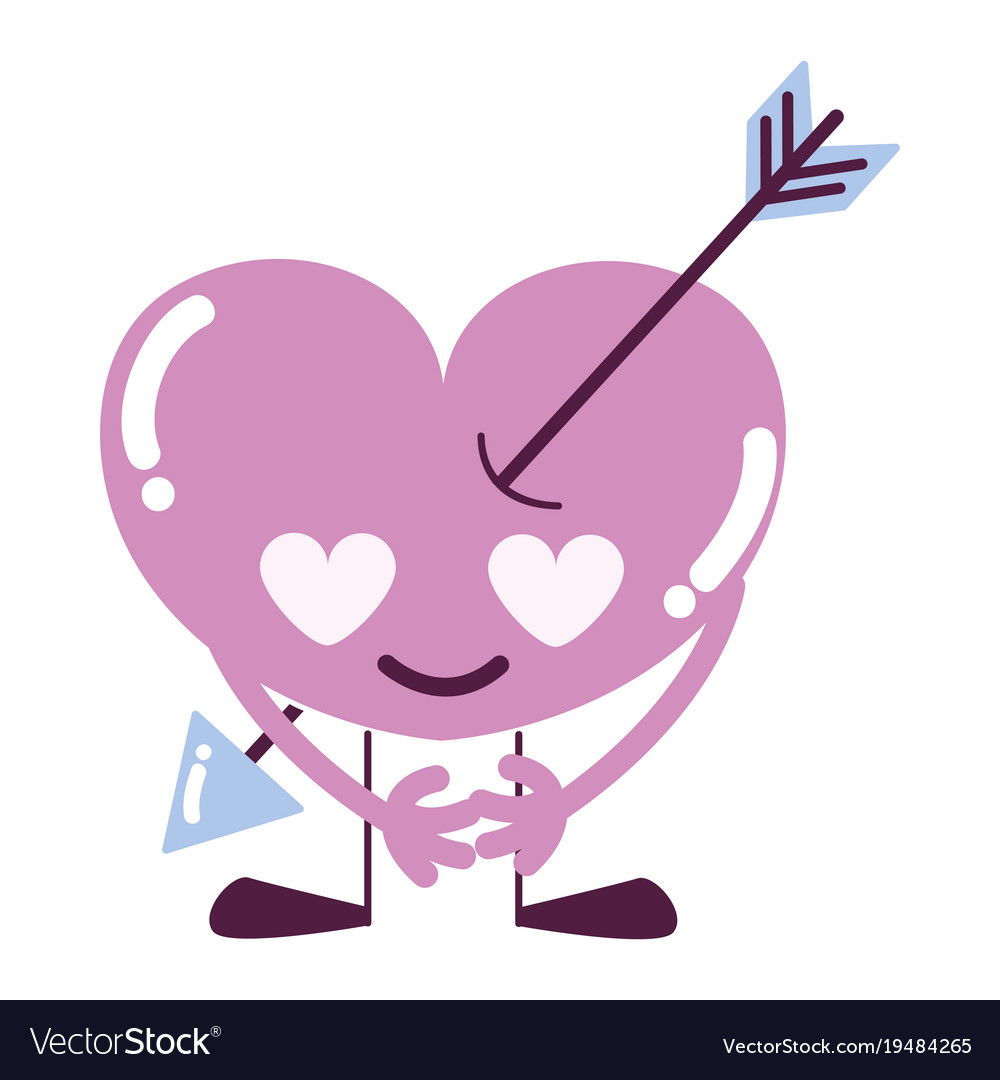 Colorful heart with arrow in love kawaii arms Vector Image