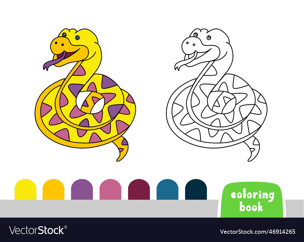 Cute snake coloring book for kids page books Vector Image