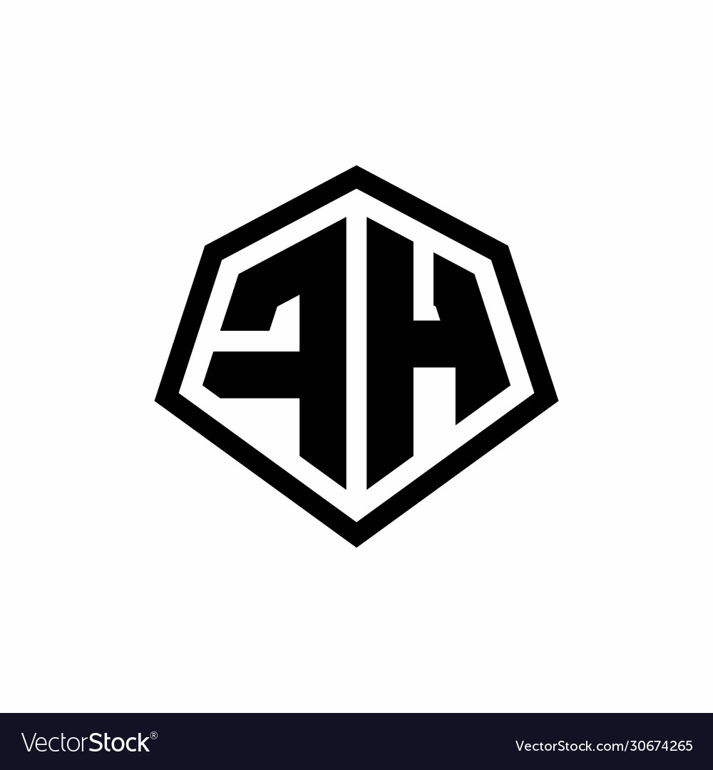 Fh monogram logo with hexagon shape and line Vector Image