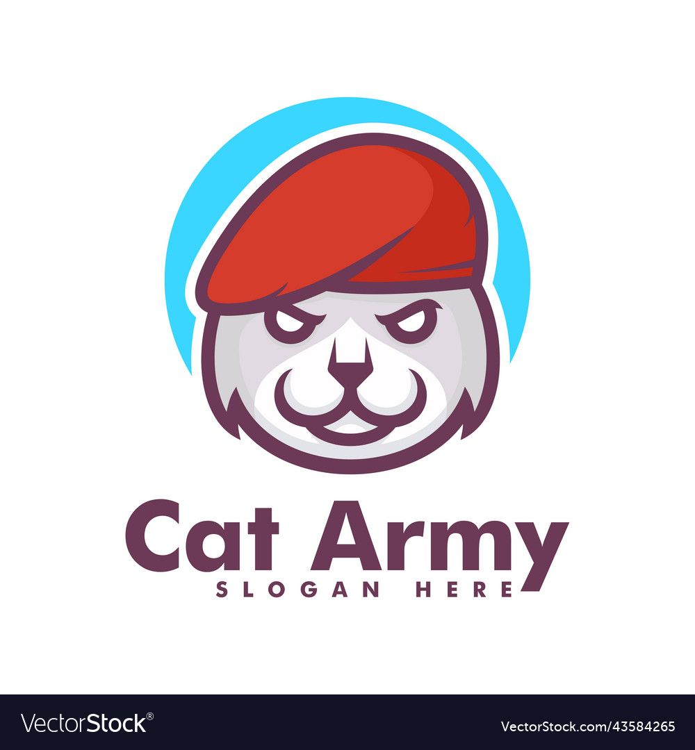 Logo cat army mascot cartoon style