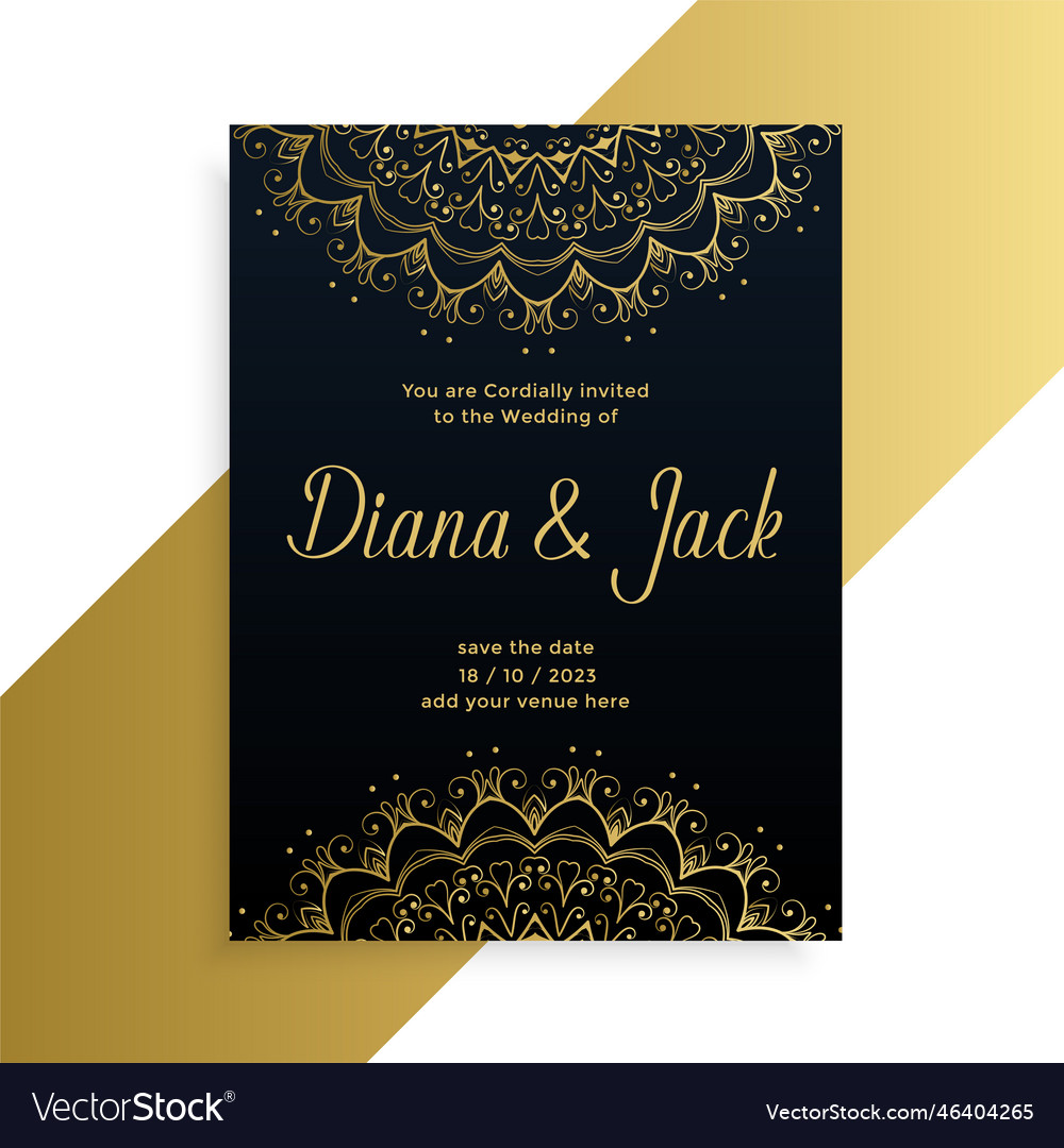 Mandala style decorative wedding card indian Vector Image