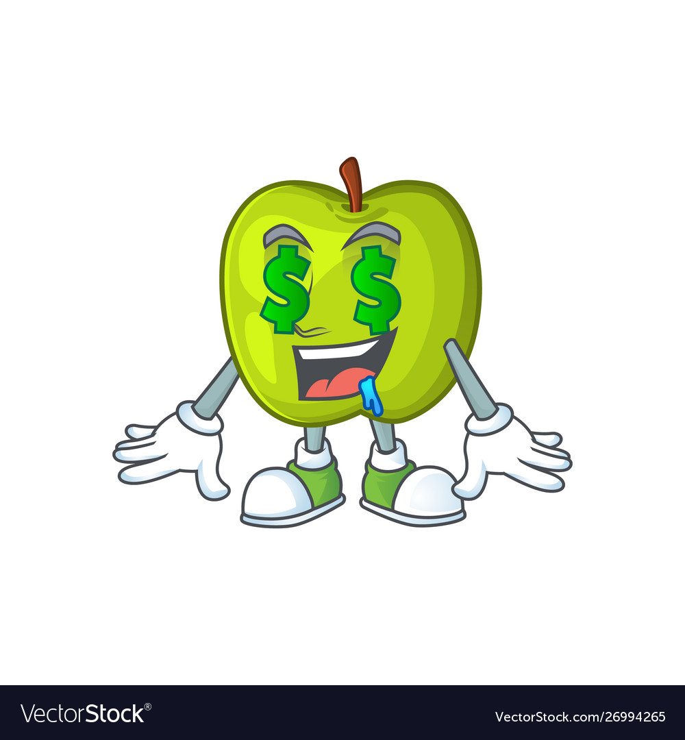 Money eye granny smith apple character for health Vector Image Money eye granny smith apple character for health Vector Image