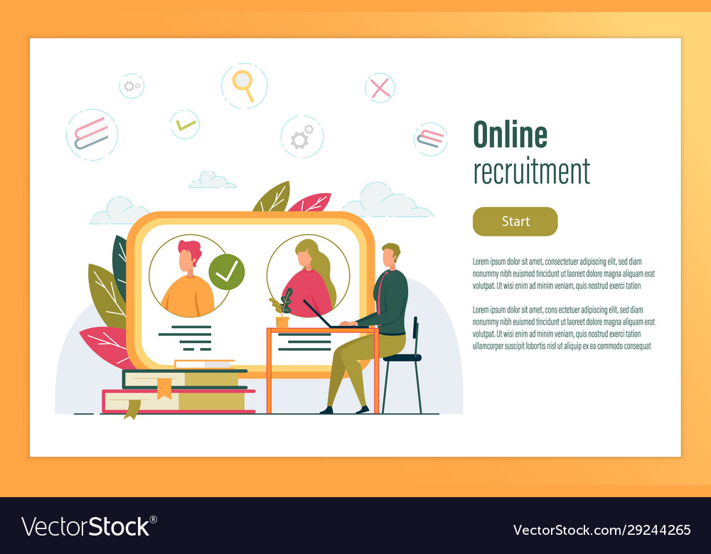 Online recruitment header and candidates resumes