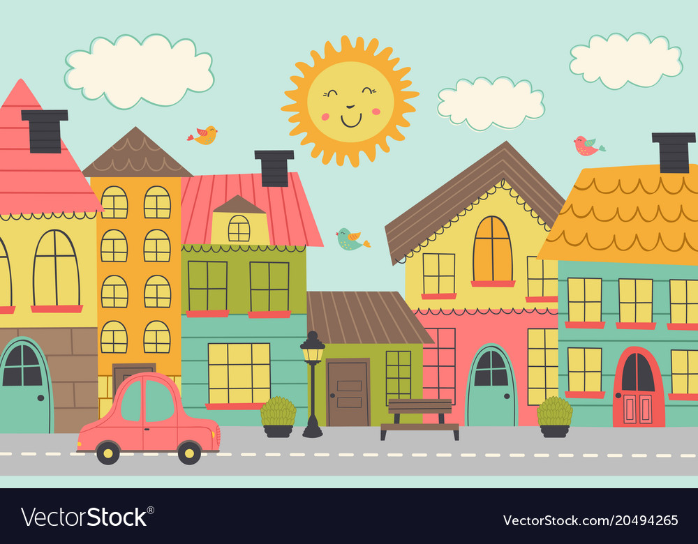 Street a small town Royalty Free Vector Image - VectorStock