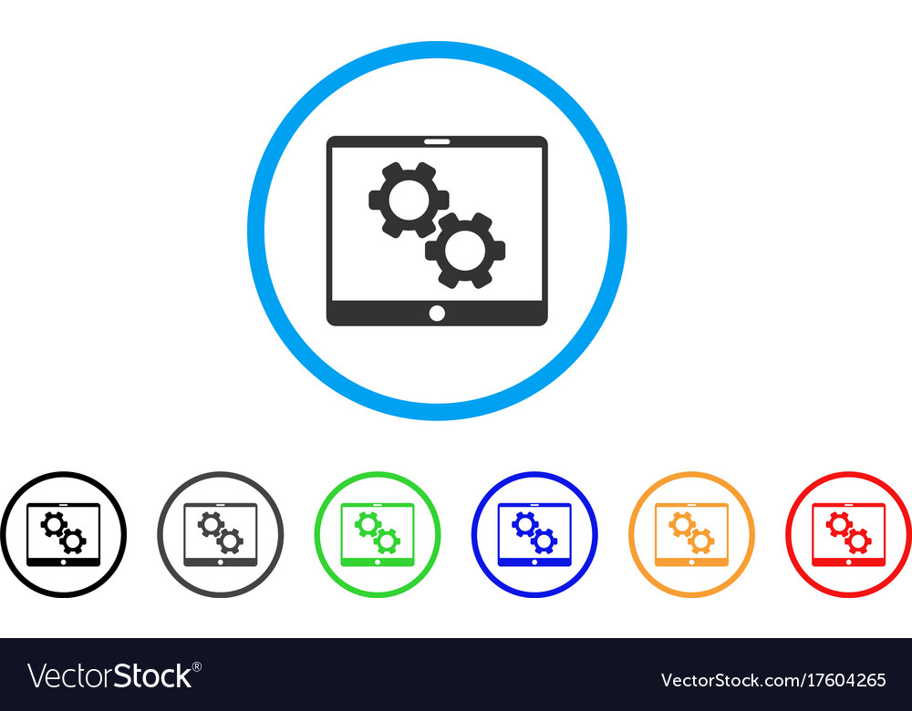 Tablet settings gears rounded icon